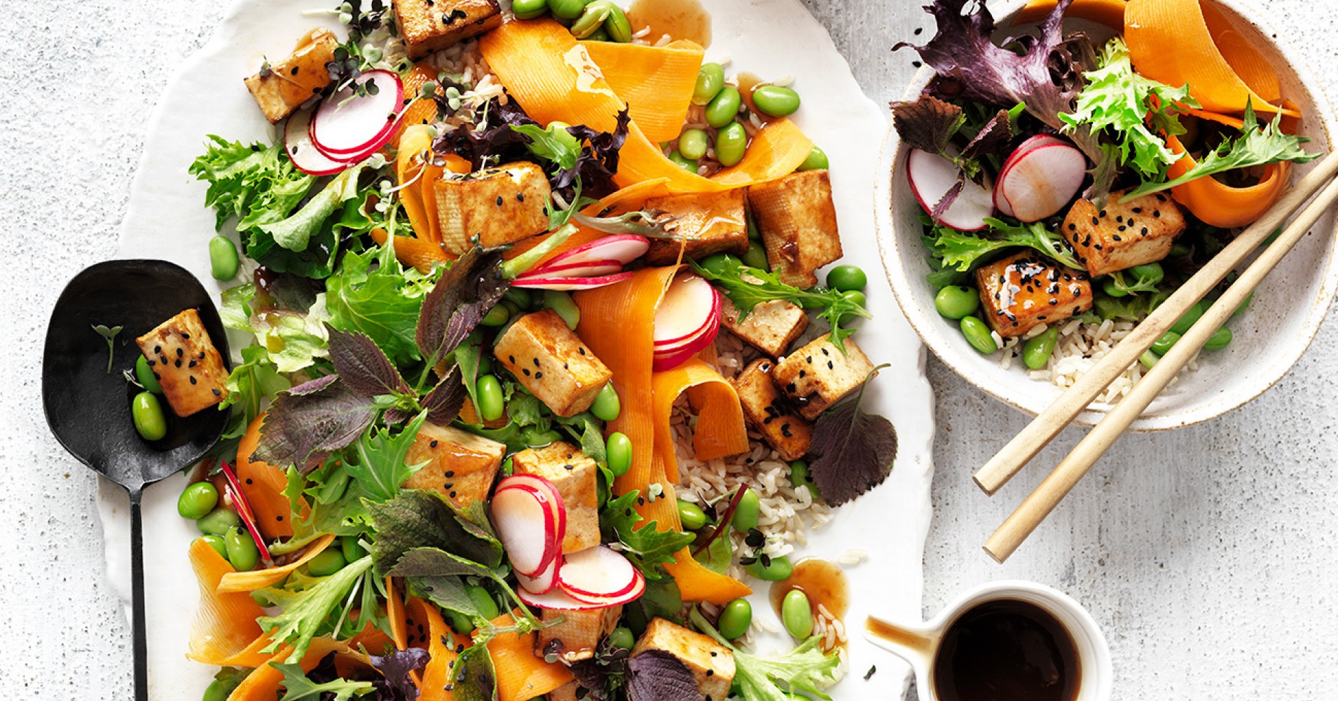 Teriyaki Tofu Asian Salad Recipe | myfoodbook