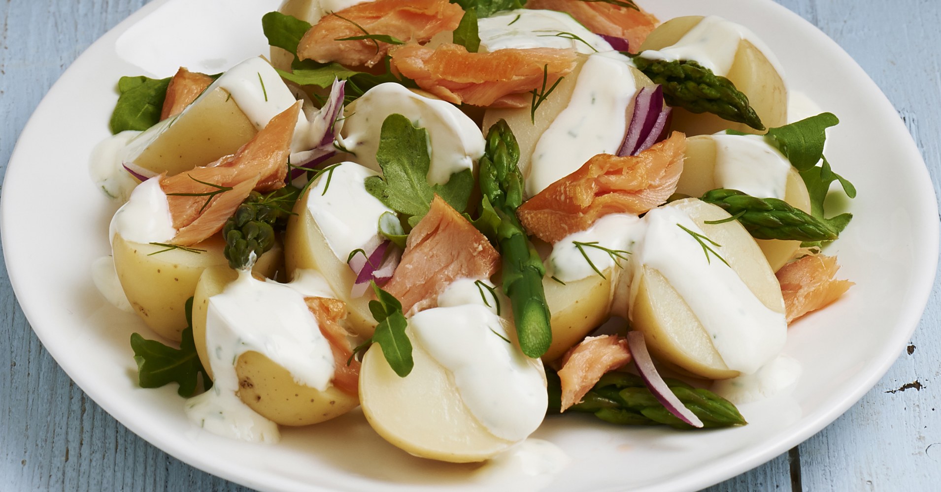 Potato and Salmon Salad with Dill Dressing Recipe | myfoodbook