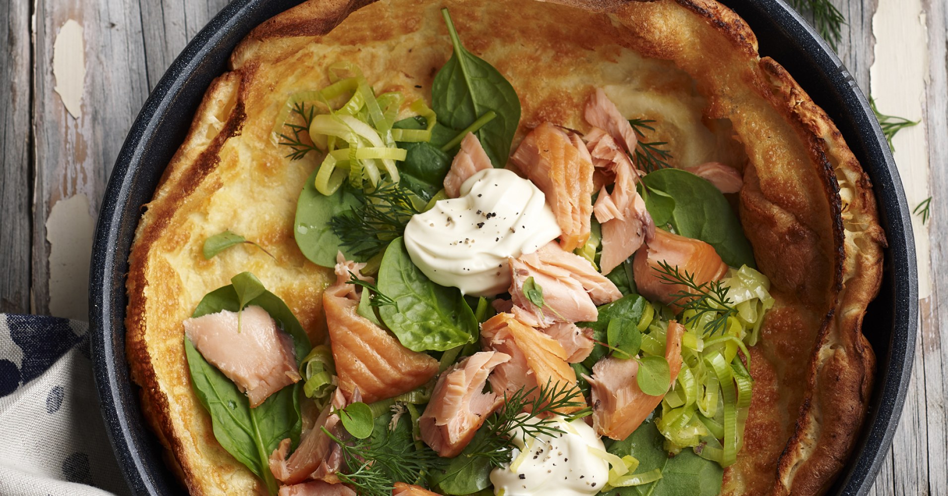Dutch Pancakes with Smoked Trout, Leek and Sour Cream Recipe | myfoodbook