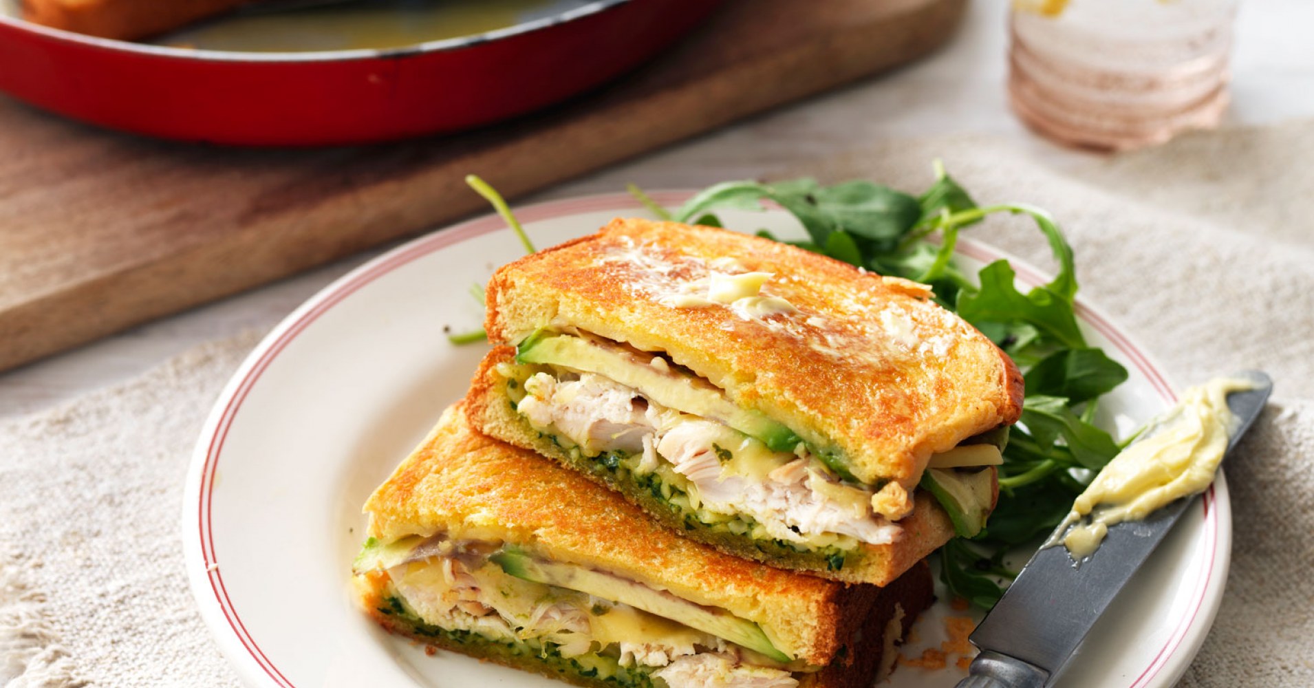 Frypan Chicken & Pesto Toastie Recipe myfoodbook
