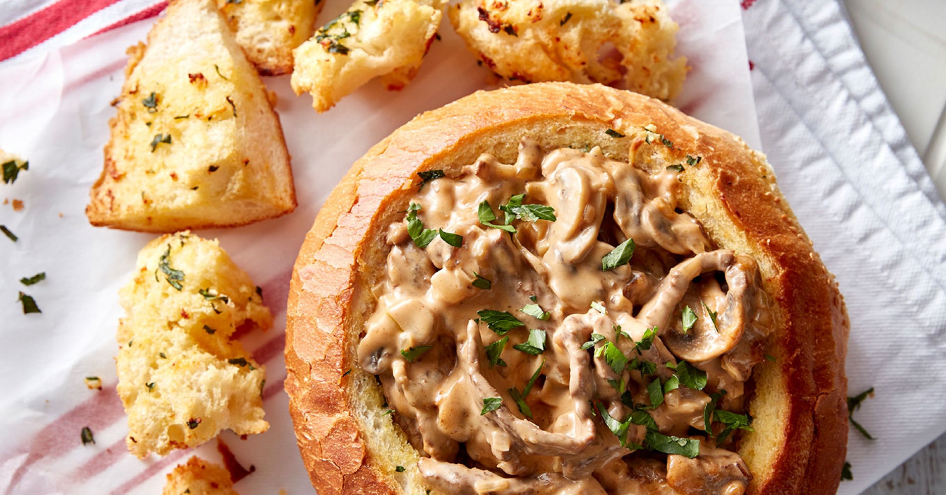 Beef Stroganoff in Garlic Cob Loaf "The Cobanoff" Recipe | myfoodbook | Classic Beef Stroganoff