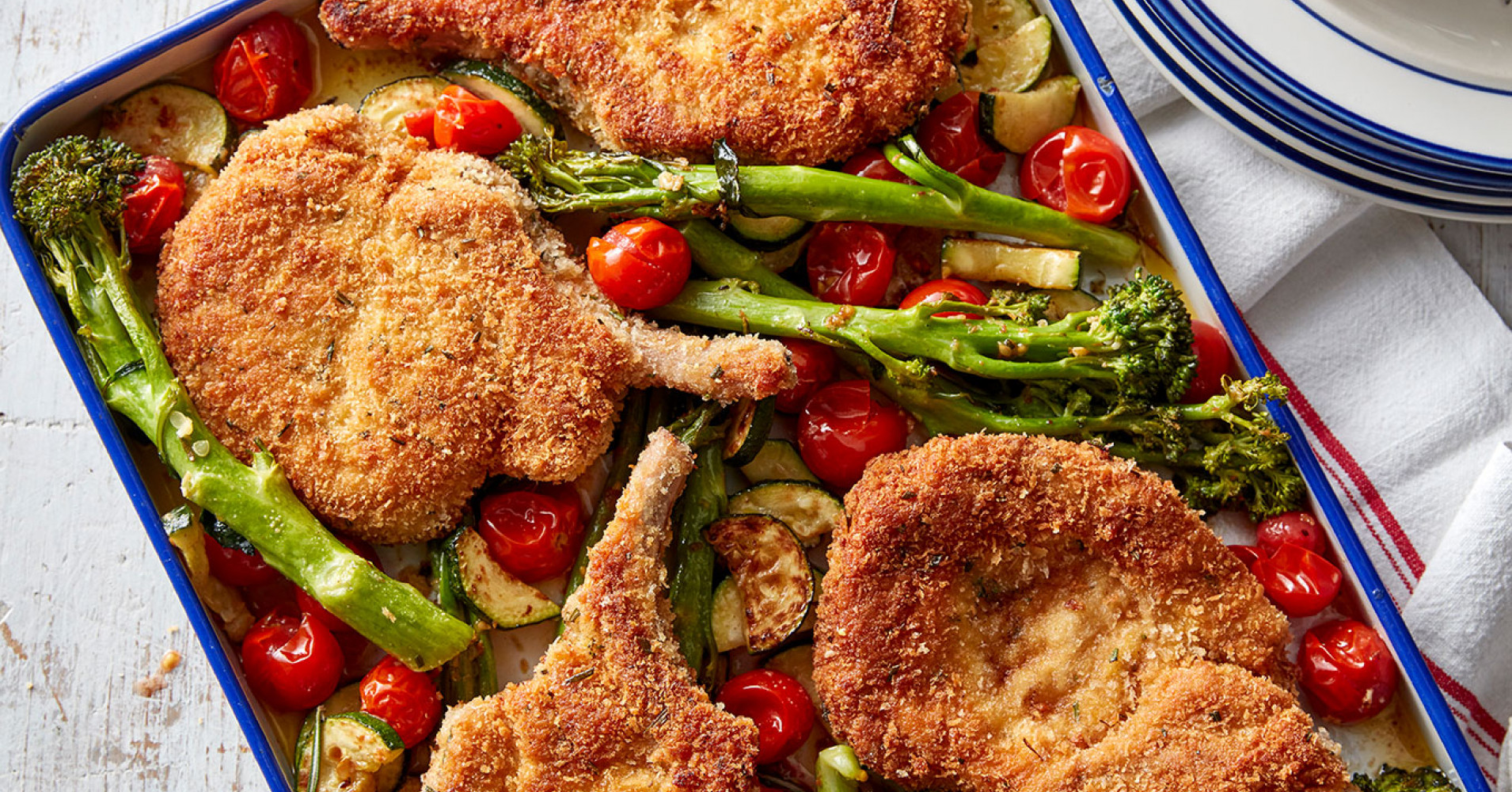 Herb Crusted Pork Cutlets with Veggie Medley Recipe | myfoodbook | Pork cutlet recipe in a pan