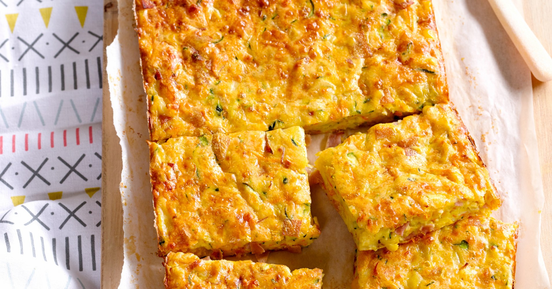 Ham, Cheese and Veggie Bake Recipe | myfoodbook | Kids vegetable slice