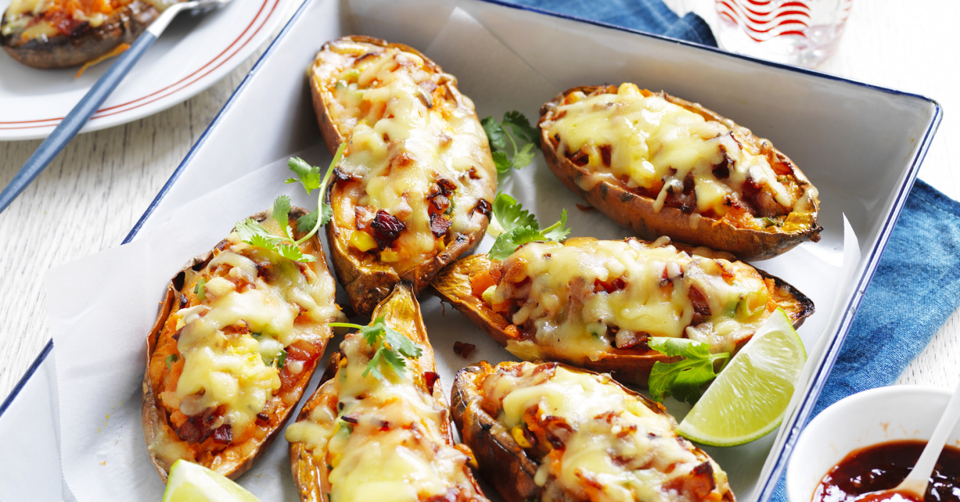 Loaded Sweet Potato Skins Recipe | myfoodbook