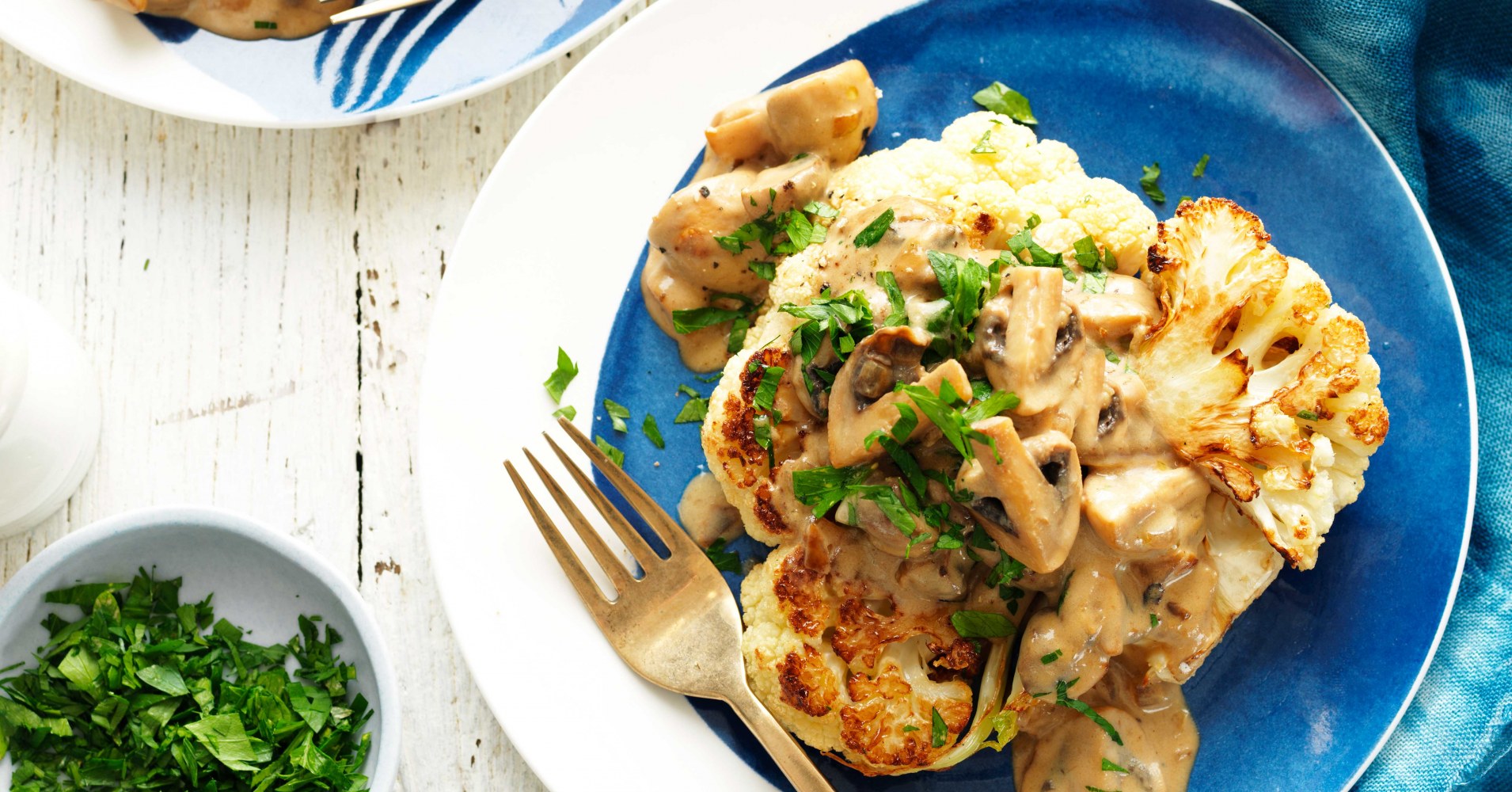 Roasted Cauliflower Steaks with Mushroom Sauce Recipe myfoodbook