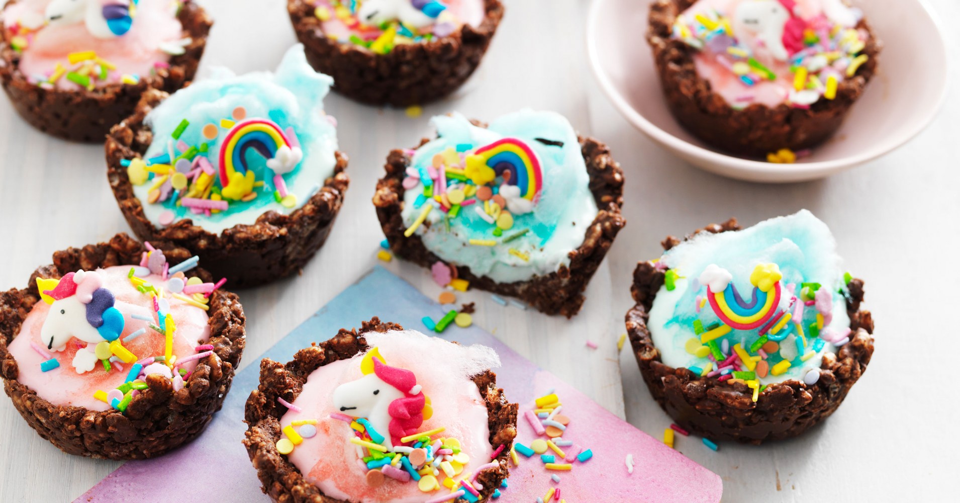 Unicorn Chocolate Crackle Cups Recipe | myfoodbook