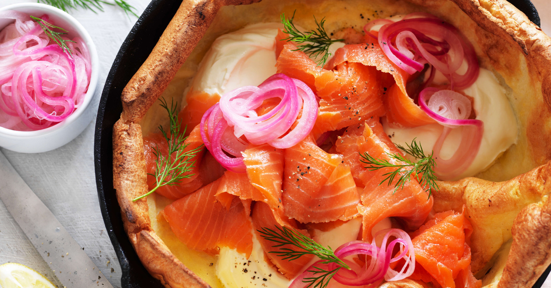 Smoked Salmon and Dill Dutch Baby Recipe | myfoodbook | Smoked salmon dutch baby