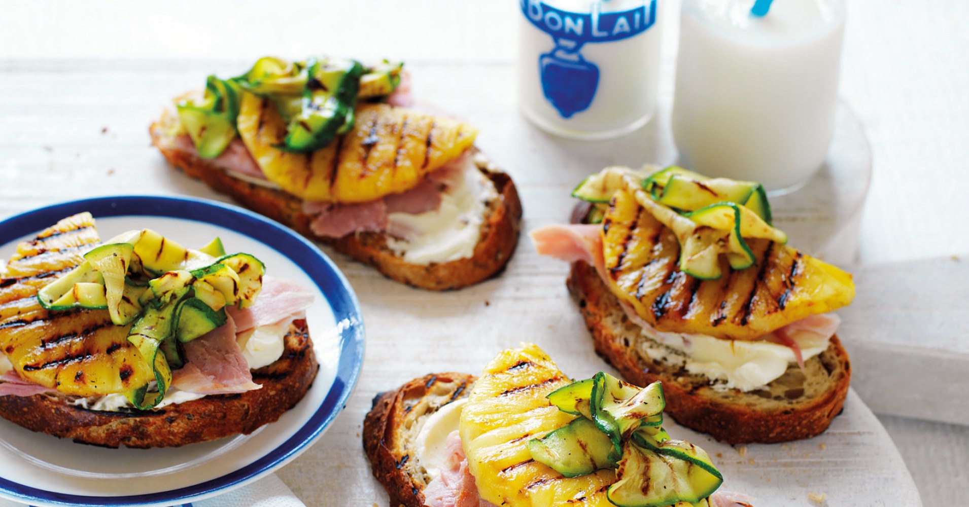 Easy Pineapple, Ham and Zucchini Bruschetta