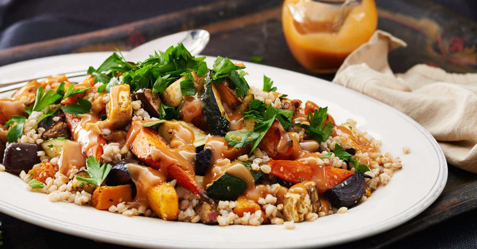 Barley and Nutty Roast Vegetable Salad Recipe | myfoodbook