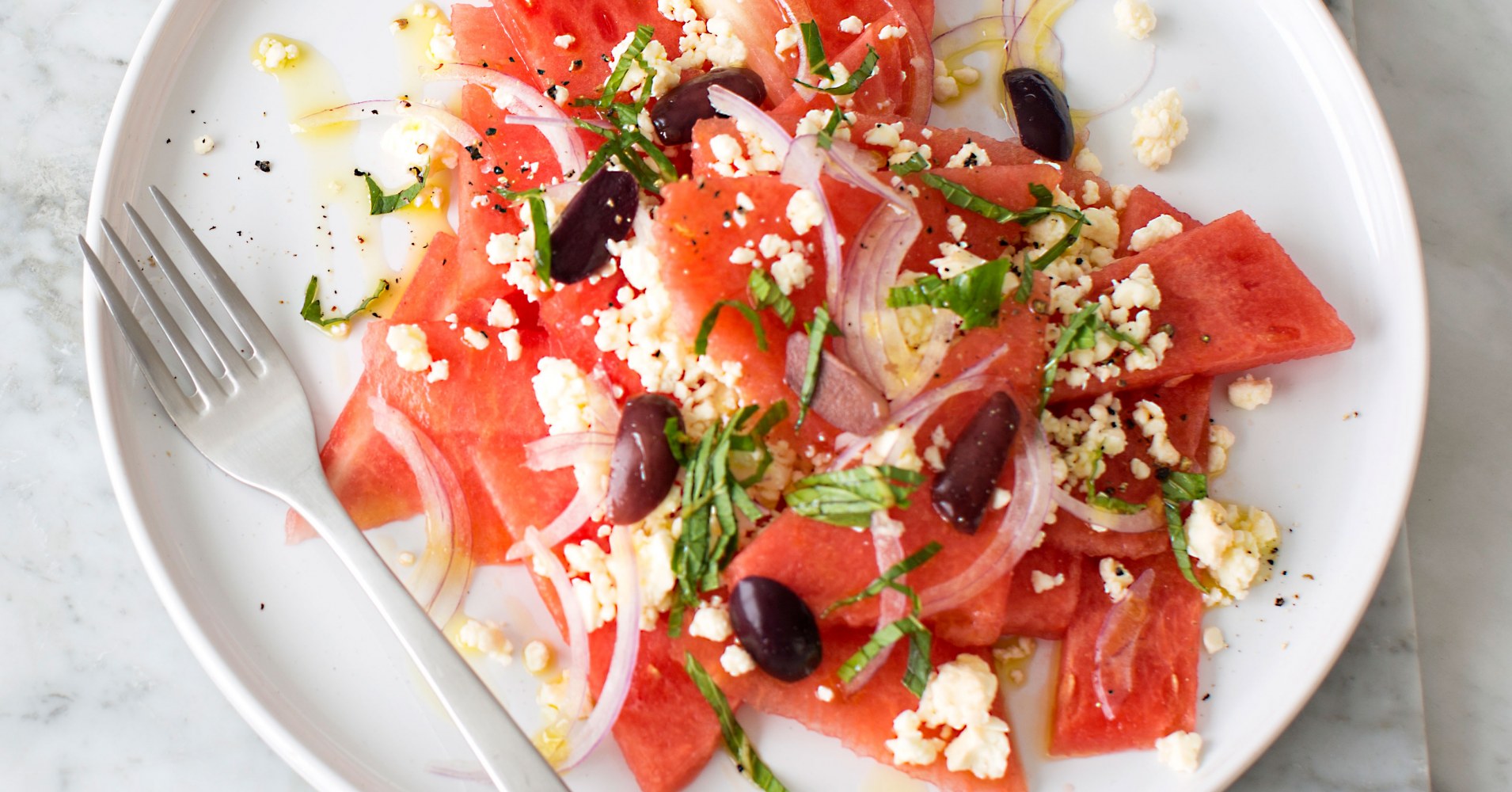 Easy Watermelon Salad with Feta and Mint Recipe | myfoodbook