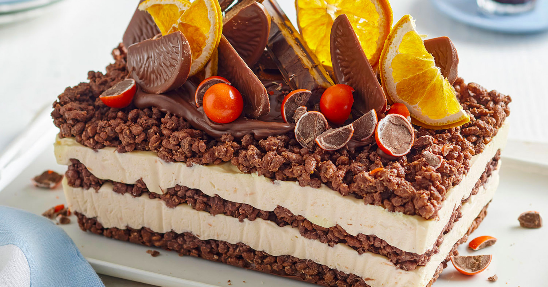 Choc-Orange Crackle Cheesecake Lasagne Recipe | myfoodbook