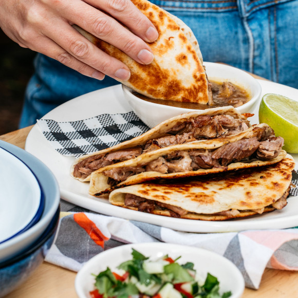 Slow cooked Lamb Birria Tacos by Justine Schofield 