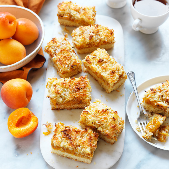 Apricot jam and coconut slice Recipe | myfoodbook