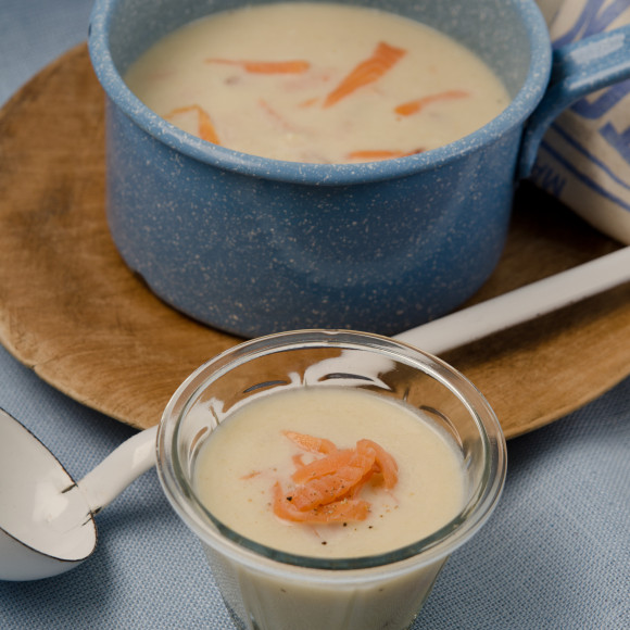 Cream of Fennel Soup with Smoked Salmon