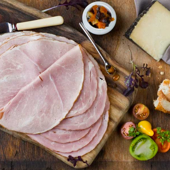 English Ham and Cheese Platter with Tomatoes and Pumpkin Marmalade