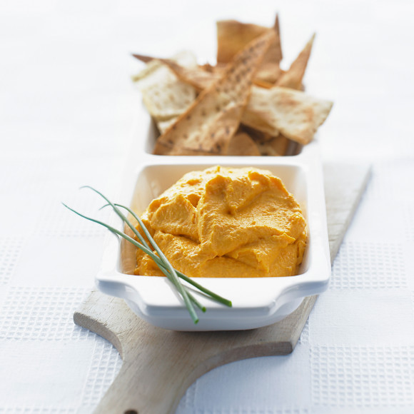 Carrot Dip with Oven Baked Pita Chips