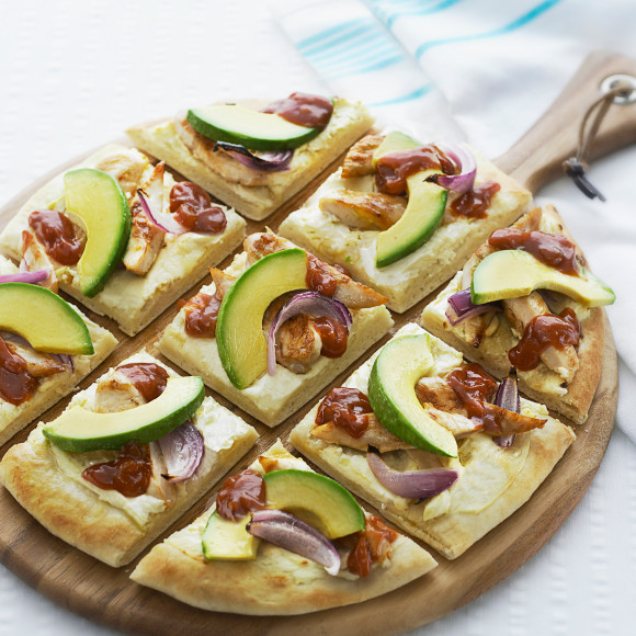 Chicken Pizza with Avocado and Salsa