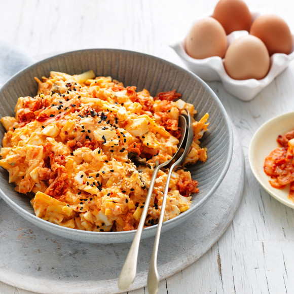 Spicy Korean egg salad for sandwiches