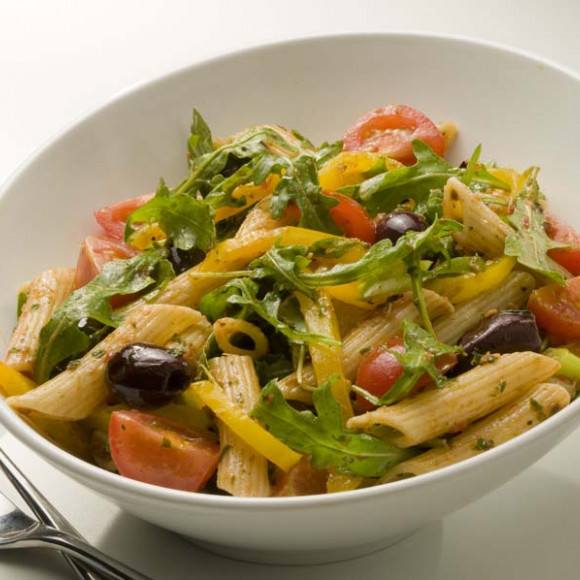 Mediterranean Pasta Salad with Basil and Garlic