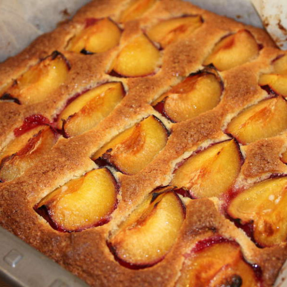 Plum and almond slice