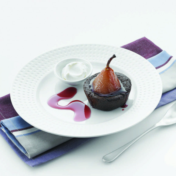 Chocolate and Red Wine Pear Puddings