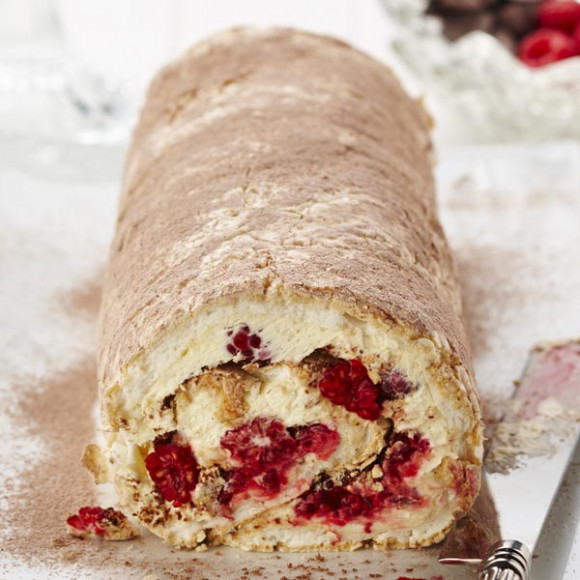 Rosewater Roulade with Raspberries and Cream