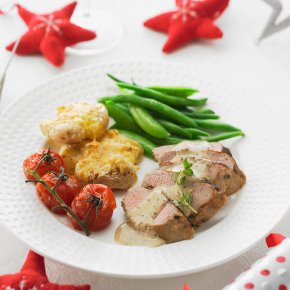 Lemon and Thyme Pork Fillet with Seeded Mustard Sauce