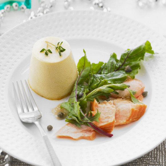 Warm Cheese Custards with Smoked Salmon