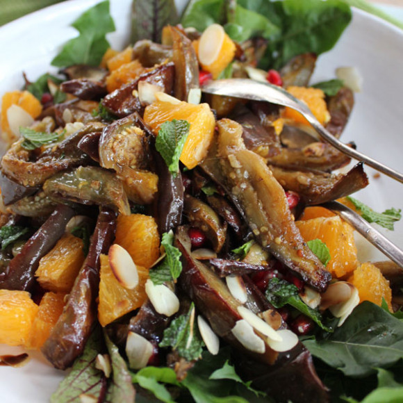 Honey roasted eggplant salad