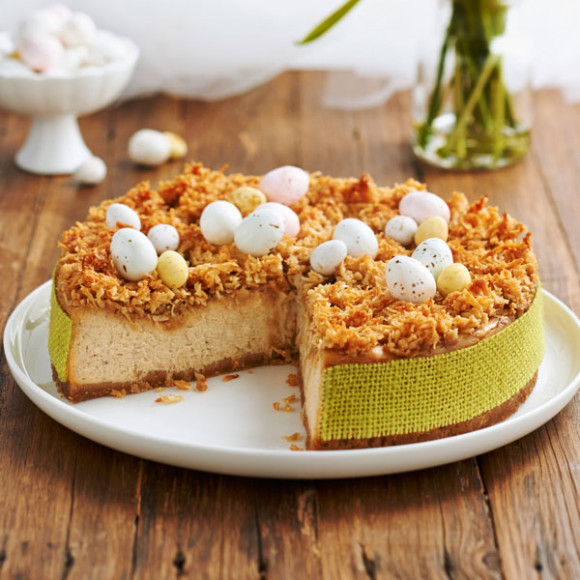 Baked Vanilla Spice Cheesecake with Coconut Toping Easter Recipe