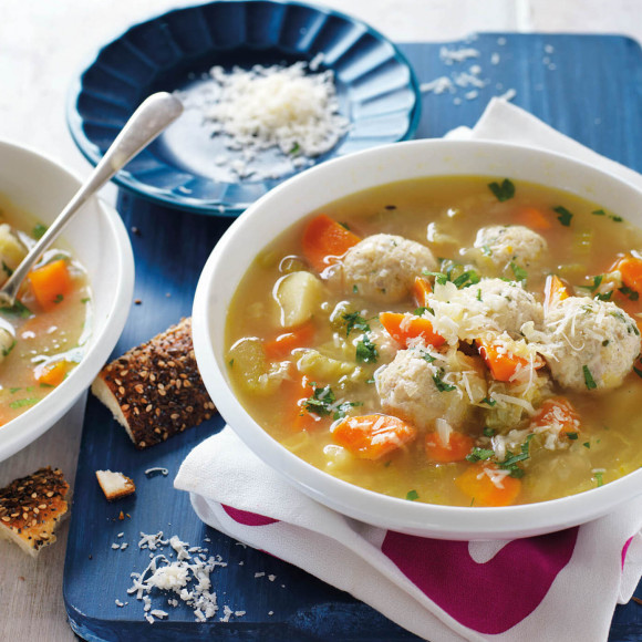 Soup with Chicken, vegetables and meatballs