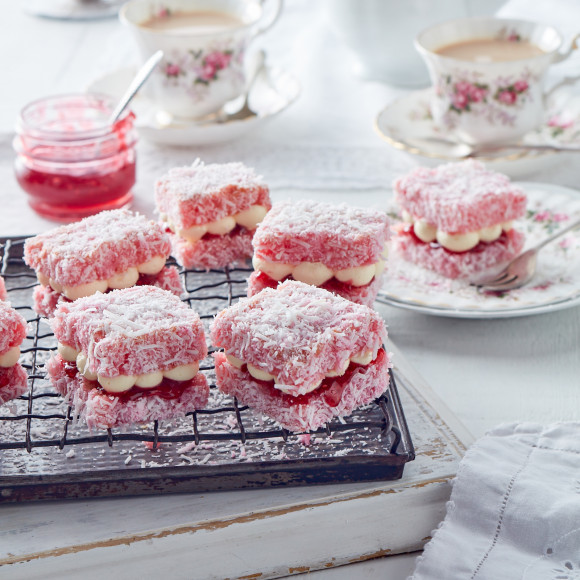Pink Lamington Jelly Cakes