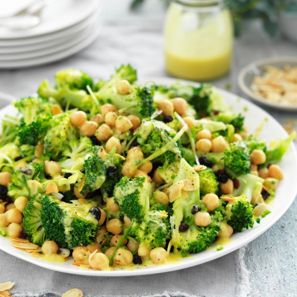 Broccoli, Currant, Chickpea and Almond Salad