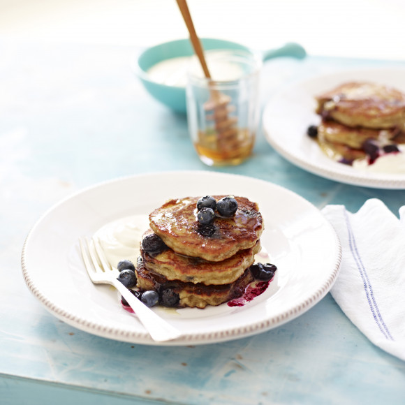 Blueberry almond meal pancakes
