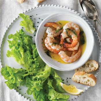 Butter Poached Prawns with Tarragon and Garlic