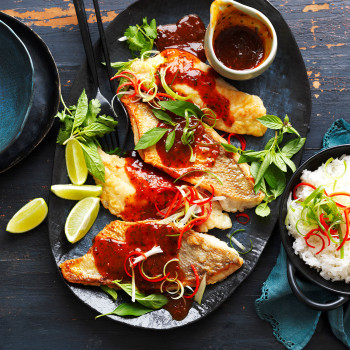 Crispy fish fillets with tamarind lime and chilli sauce