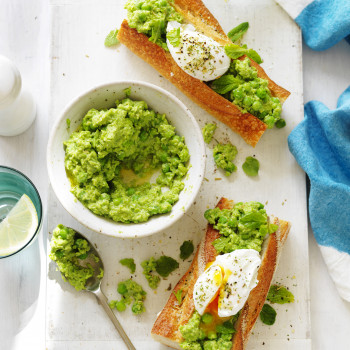 McCain Peas Mashed Pea Baguettes with Poached Eggs
