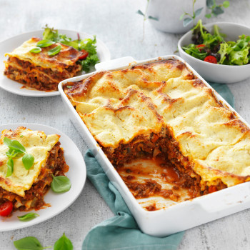 Healthy Lasagne with Mince, Mushrooms, Lentils and Ricotta Cheese Sauce