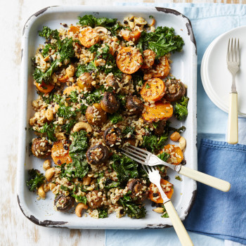 Roast Mushroom, Kale Rice and Quinoa Salad