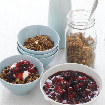 Mixed Berry Compote with Maple Syrup Granola