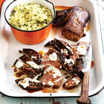 Mushrooms with Herb Couscous & Lamb