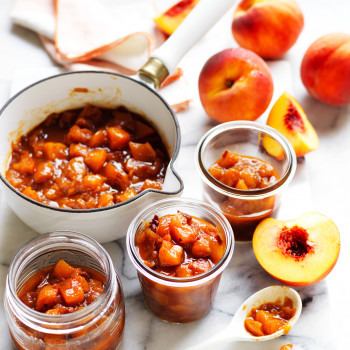 Yellow peach and chipotle chutney for barbecue meats