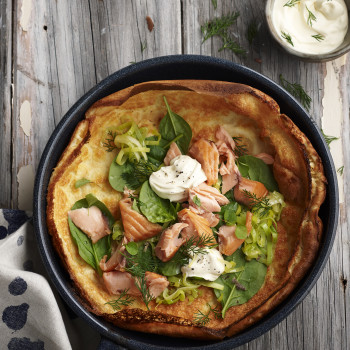 Dutch Pancakes with Smoked Trout, Leek and Sour Cream