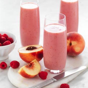 Almond Milk Peach and Raspberry Smoothie recipe