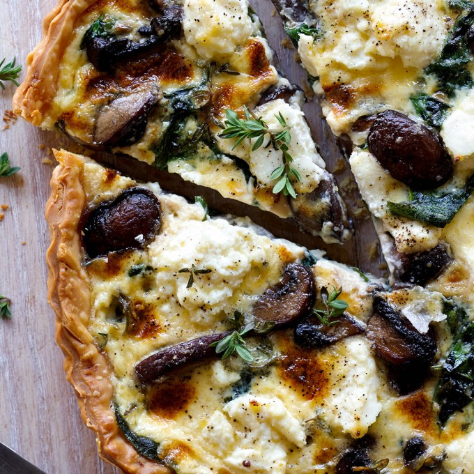 Spinach, ricotta and mushroom quiche Recipe myfoodbook