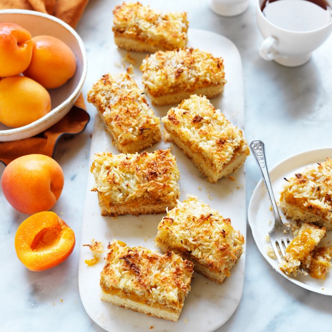 Apricot jam and coconut slice Recipe myfoodbook
