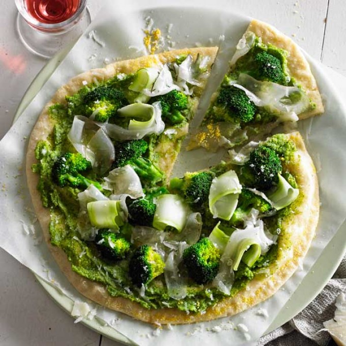 Polenta Pizza with Broccoli, Lardo &amp; Truffle Pecorino Recipe | myfoodbook