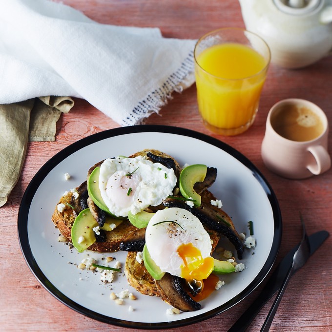 Poached Eggs with Sauteed Field Mushrooms and Avocado Recipe ...