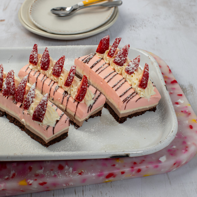 Neapolitan Cheesecake Slice Recipe | myfoodbook