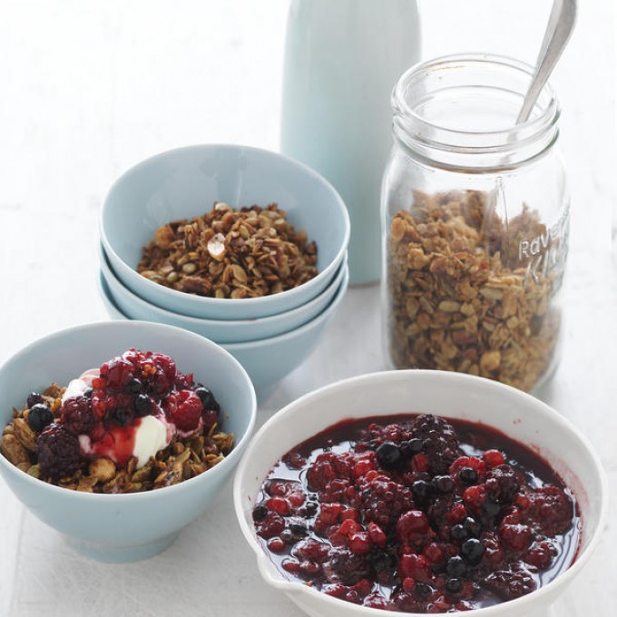 Mixed Berry Compote with Maple Syrup Granola Recipe myfoodbook Make